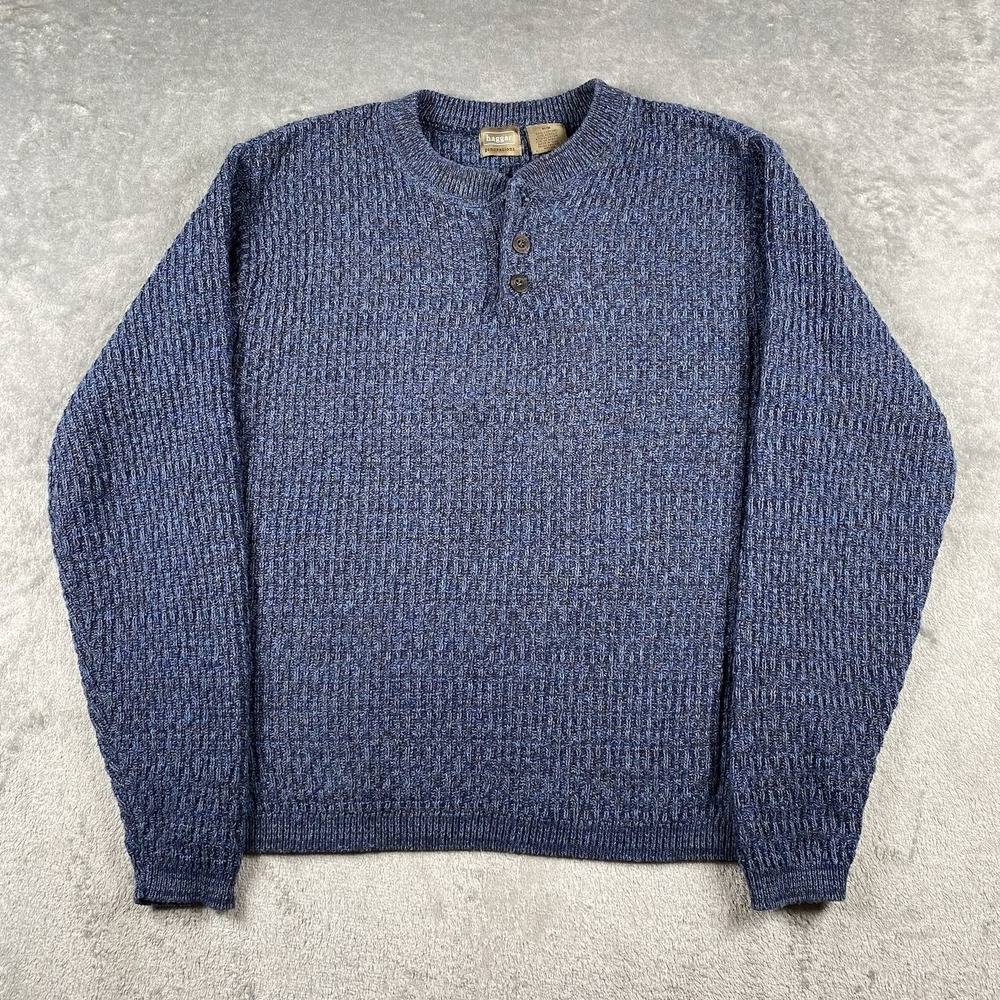Vintage Haggar Sweater Mens Size M Blue Textured‎ Knit Henley Skater Grunge Gorp